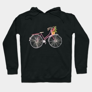 Watercolor bicycle with flower basket Hoodie